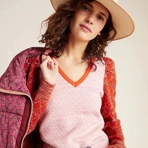 Anthropologie Pink and Red Knit Sweater